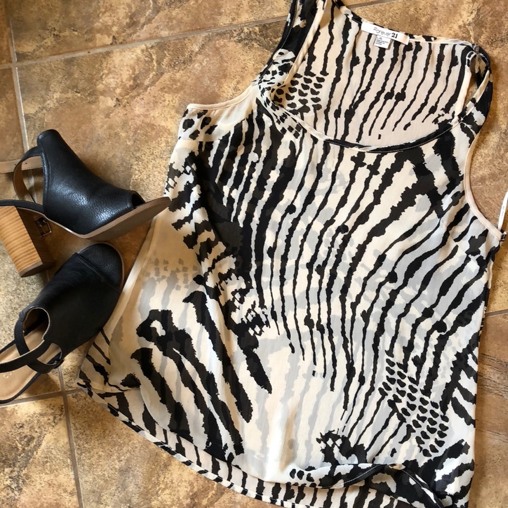 Forever 21 sheer animal print tank large